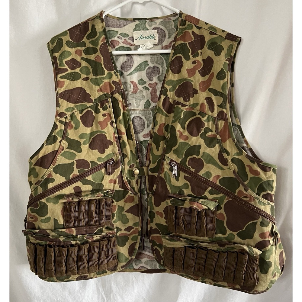 Vintage Ausable Vest Mens Sz Large Camouflage Fishing Hunting